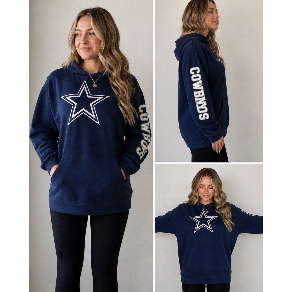 EUC Navy Dallas Cowboys Pullover Hoodie Sweatshirt Women’s Size Large